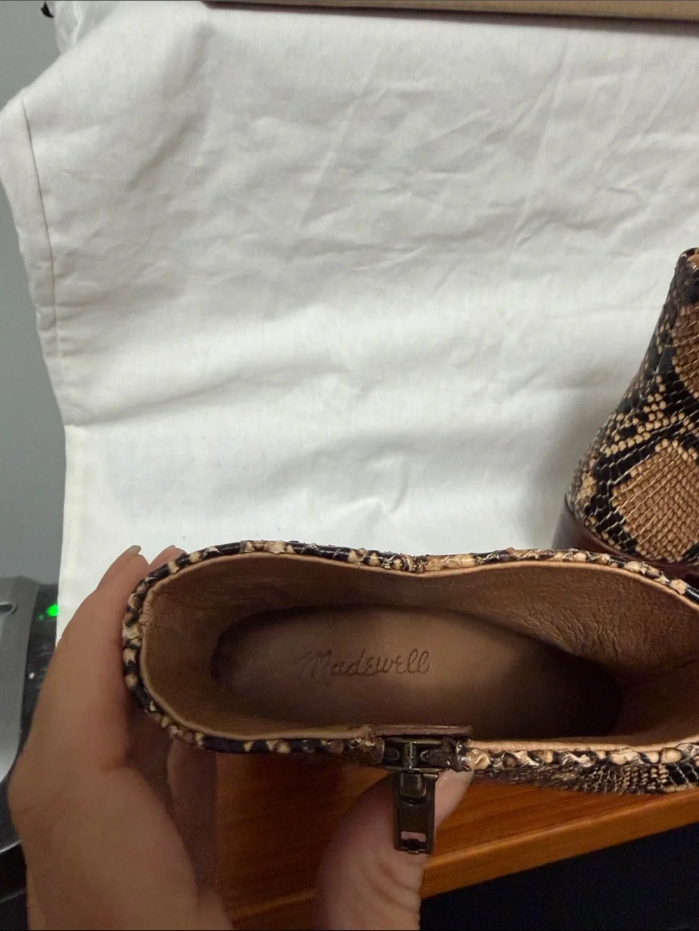 Madewell Brown Snake-Print Ankle Booties